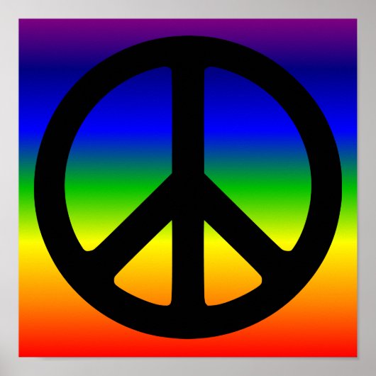 Regenbogen und schwarzes Friedenssymbol Poster (Vorne)