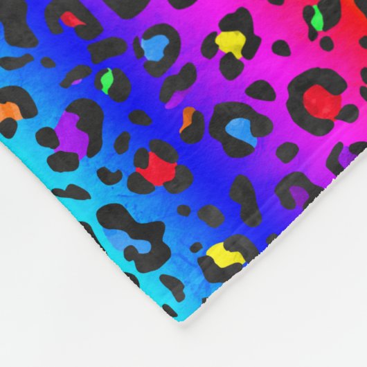 Regenbogen und Schwarzes Leopard-Druckmuster Fleecedecke (Ecke)