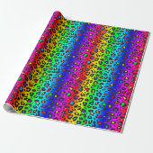 Regenbogen und Schwarzes Leopard-Druckmuster Geschenkpapier (Ungerollt)