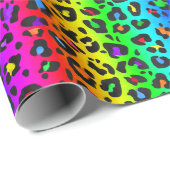 Regenbogen und Schwarzes Leopard-Druckmuster Geschenkpapier (Rolleneckpunkt)