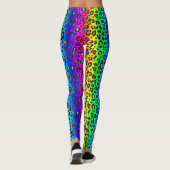 Regenbogen und Schwarzes Leopard-Druckmuster Leggings (Rückseite)