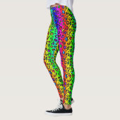 Regenbogen und Schwarzes Leopard-Druckmuster Leggings (Links)