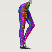 Regenbogen und Schwarzes Leopard-Druckmuster Leggings (Rechts)