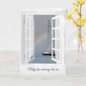 Regenbogen und Segelboot für Beileid Karte (Gelbe Blume)