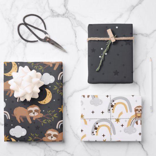 Regenbogen- und Slotmuster Geschenkpapier Set (Vorderseite)