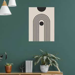 Regenbogen und Sonne, Boho abstrakte geometrische Poster