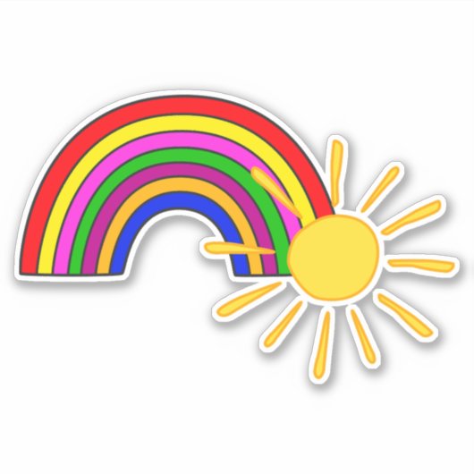 Regenbogen und Sonnenschein Aufkleber (Vorderseite)