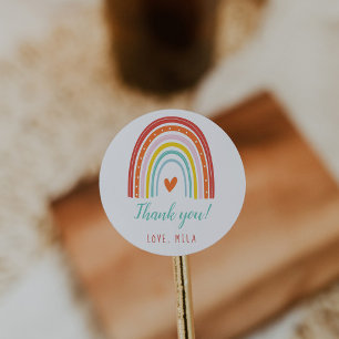 Regenbogen und Sonnenschein zum Geburtstag Runder Aufkleber