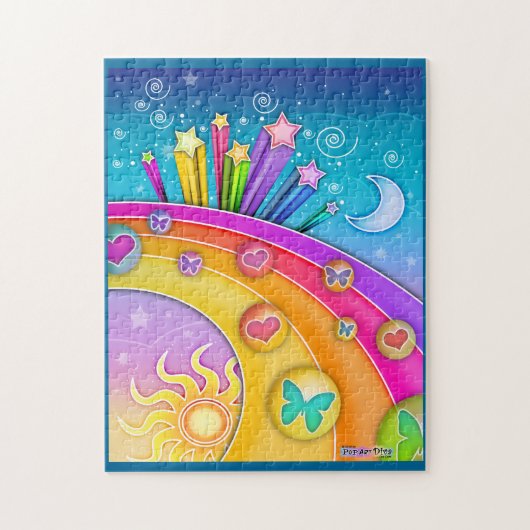 Regenbogen-und Stern-Pop-Kunst-Puzzlespiel Puzzle (Vertikal)