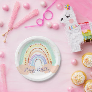 Regenbogen- und Sterne-Baby-Geburtstagsfeier Pappteller