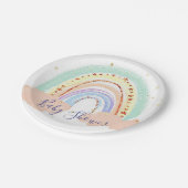 Regenbogen und Sterne Babyduschpapier-Teller Pappteller (Schrägansicht)