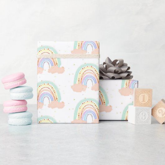 Regenbogen und Sterne Geschenkpapier (Babyparty)