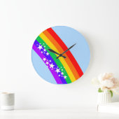 Regenbogen und Sterne Große Wanduhr (Zuhause)