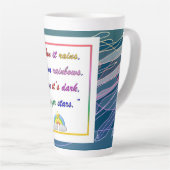 Regenbogen und Sterne - Motivierend blaue Latte Ta Milchtasse (Rechte Ecke)
