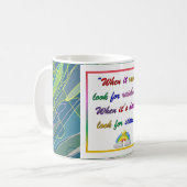 Regenbogen und Sterne - Motivierend blaue Tasse (Vorderseite Links)