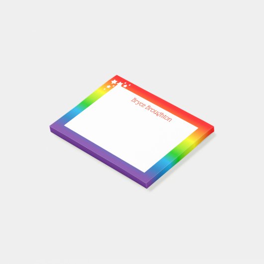 Regenbogen und Sterne Personalisiert Post-it Klebezettel (angewinkelt)