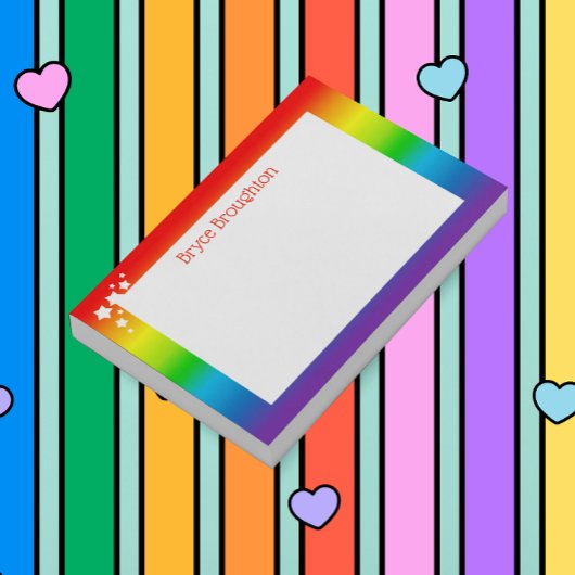 Regenbogen und Sterne Personalisiert Post-it Klebezettel