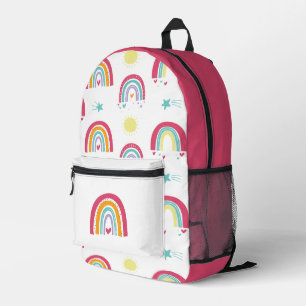 Regenbogen und Sterne rosa Bedruckter Rucksack