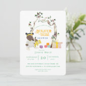 Regenbogen und Sunshine Bonjour Babydusche Einladung (Stehend Vorderseite)