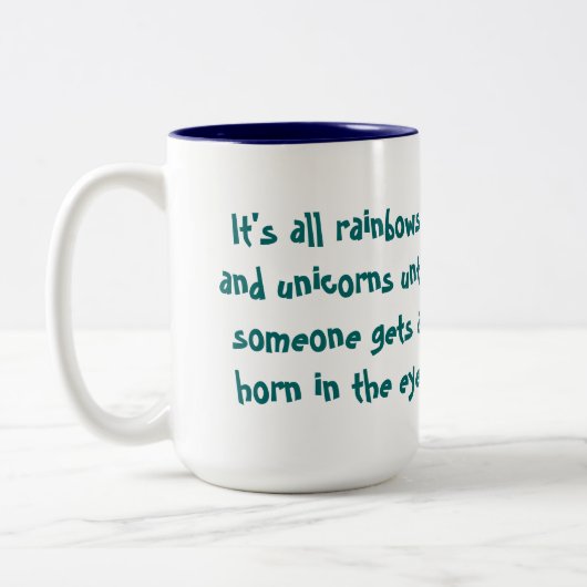 Regenbogen-und Unicorns-Kaffee-Tasse Zweifarbige Tasse (Links)