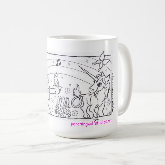 Regenbogen-und Unicorns-Tasse Kaffeetasse (VorderseiteRechts)
