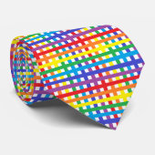Regenbogen und Weiß-Webart Krawatte (Gerollt)