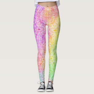 Regenbogen- und weiße Medaillon-Leggings Leggings