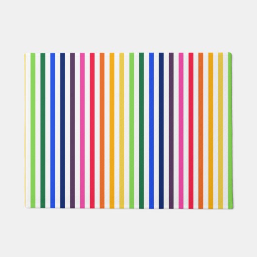 Regenbogen und weiße Streifen Fußmatte (Vorderseite)