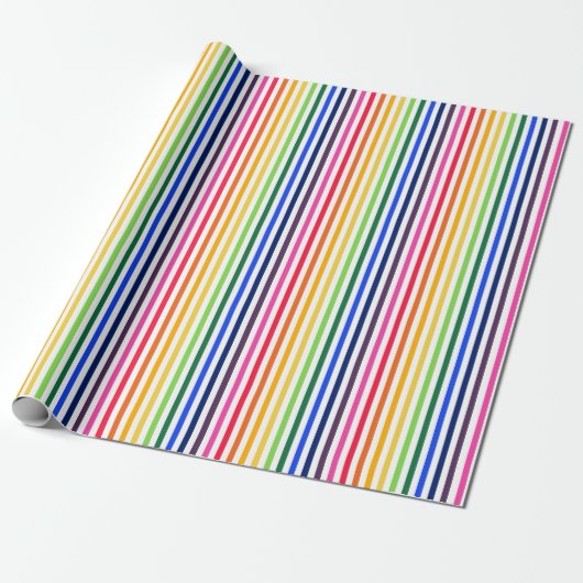 Regenbogen und weiße Streifen Geschenkpapier (Ungerollt)