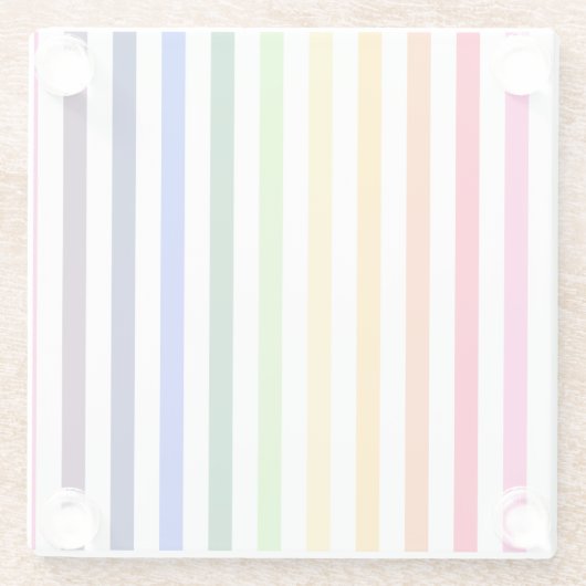 Regenbogen und weiße Streifen Glasuntersetzer (Rückseite)