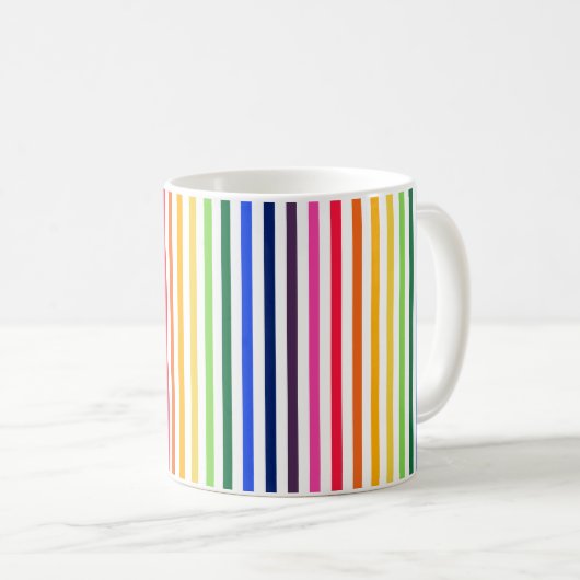 Regenbogen und weiße Streifen Kaffeetasse (VorderseiteRechts)