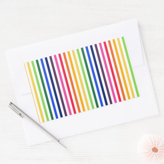 Regenbogen und weiße Streifen Rechteckiger Aufkleber (Umschlag)