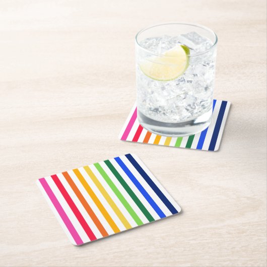 Regenbogen und weiße Streifen Rechteckiger Pappuntersetzer (Vor Ort)