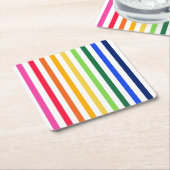 Regenbogen und weiße Streifen Rechteckiger Pappuntersetzer (angewinkelt)