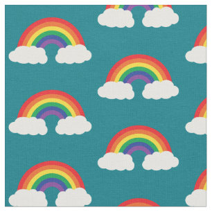 Regenbogen und Wolke auf Aquamarinen Niedlichen Ki Stoff
