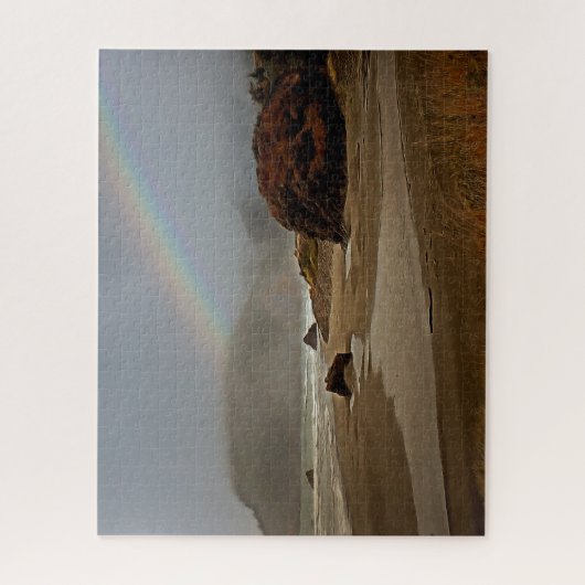 Regenbogen und Wolken am Strand von Oregon Puzzle (Vertikal)