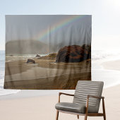 Regenbogen und Wolken am Strand von Oregon Wandteppich