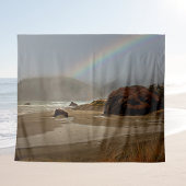 Regenbogen und Wolken am Strand von Oregon Wandteppich