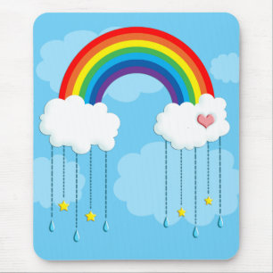 Regenbogen und Wolken, die Sterne regnen Mousepad