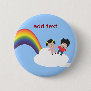 Regenbogen und Wolken-Freundschafts-Knopf Button