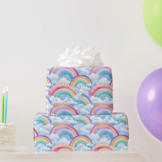 Regenbögen und Wolken Geschenkpapier (Partygeschenke)