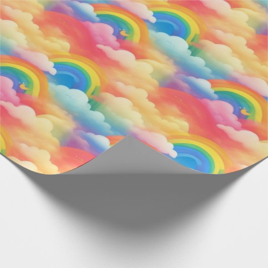 Regenbögen und Wolken Geschenkpapier (Ecke)