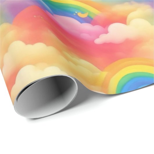Regenbögen und Wolken Geschenkpapier (Rolleneckpunkt)