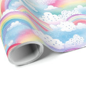 Regenbögen und Wolken Geschenkpapier (Rolleneckpunkt)
