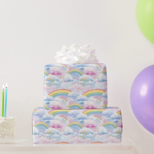 Regenbögen und Wolken Geschenkpapier (Partygeschenke)
