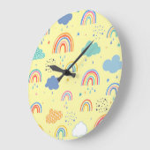 Regenbögen und Wolken Große Wanduhr (Winkel)