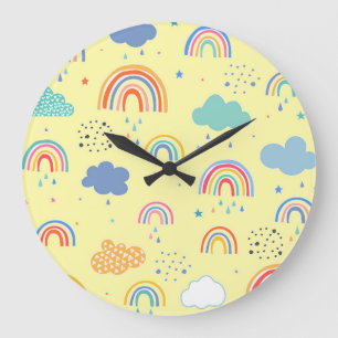 Regenbögen und Wolken Große Wanduhr