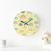 Regenbögen und Wolken Große Wanduhr (Zuhause)