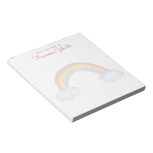 Regenbogen und Wolken in Aquarellfarben vom Schrei Notizblock (angewinkelt)