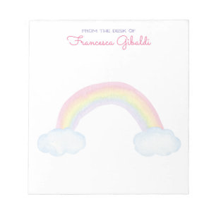 Regenbogen und Wolken in Aquarellfarben vom Schrei Notizblock